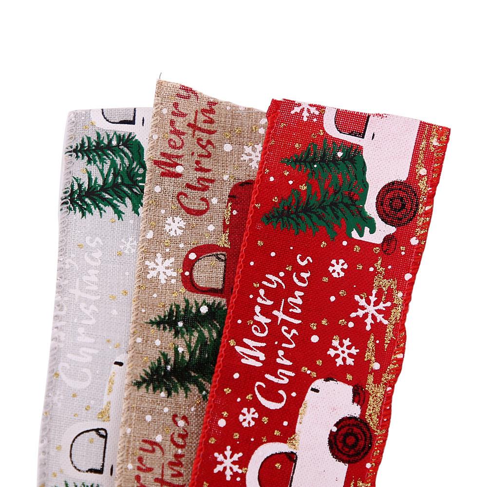 Cheerful Holiday Decor With 2m Cartoon Printed Christmas Ribbons In Assorted Colors