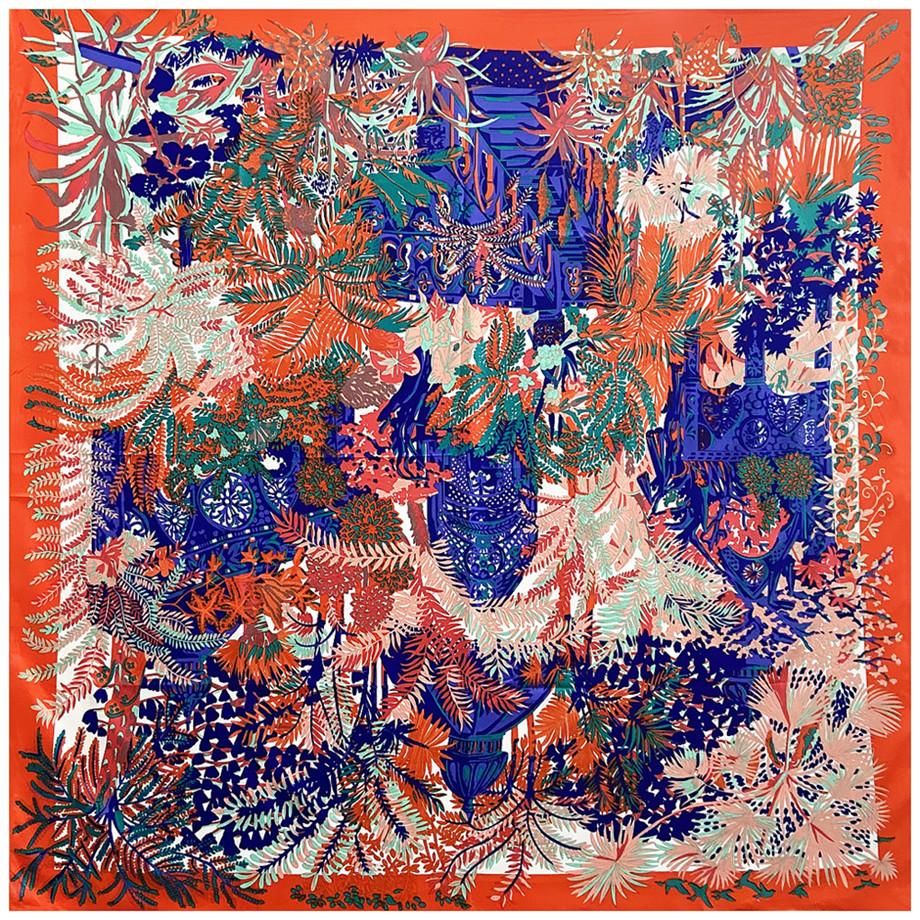 130cm Jungle Luxury Big Square Scarf New Design Twill Silk Scarf Women Kerchief Scarves For Ladies Fashion Shawl Echarpe