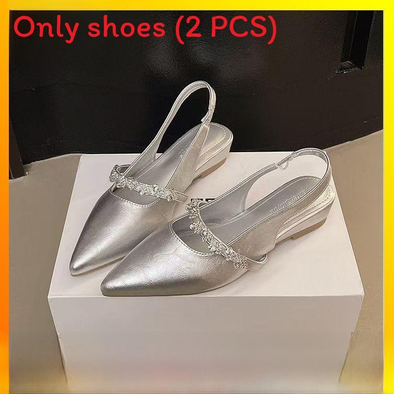 Summer Womens Flat Shoes With Pointed Head Design And Rhinestone Decoration For Casual Wear