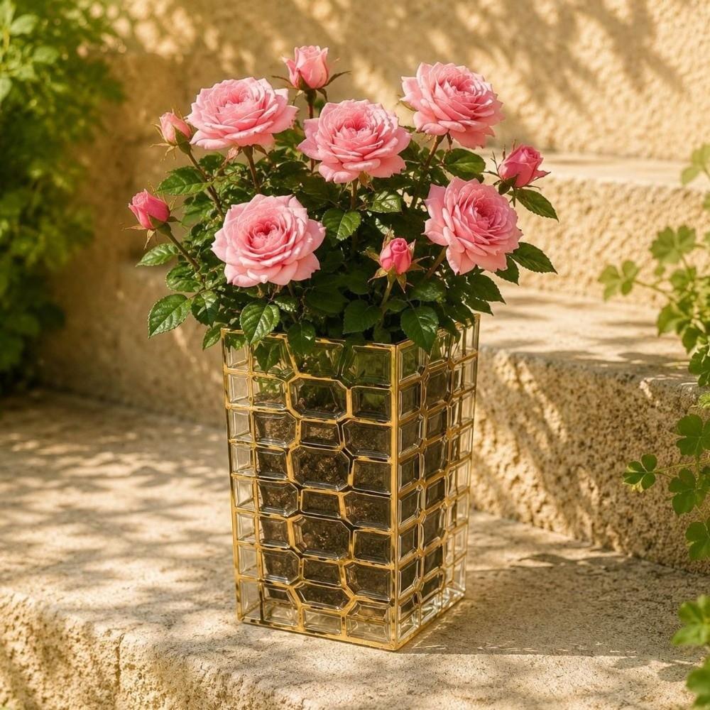 Waterproof Flower Arrangement Vase Clear Plastic Tableware Storage Box Desk Organizer