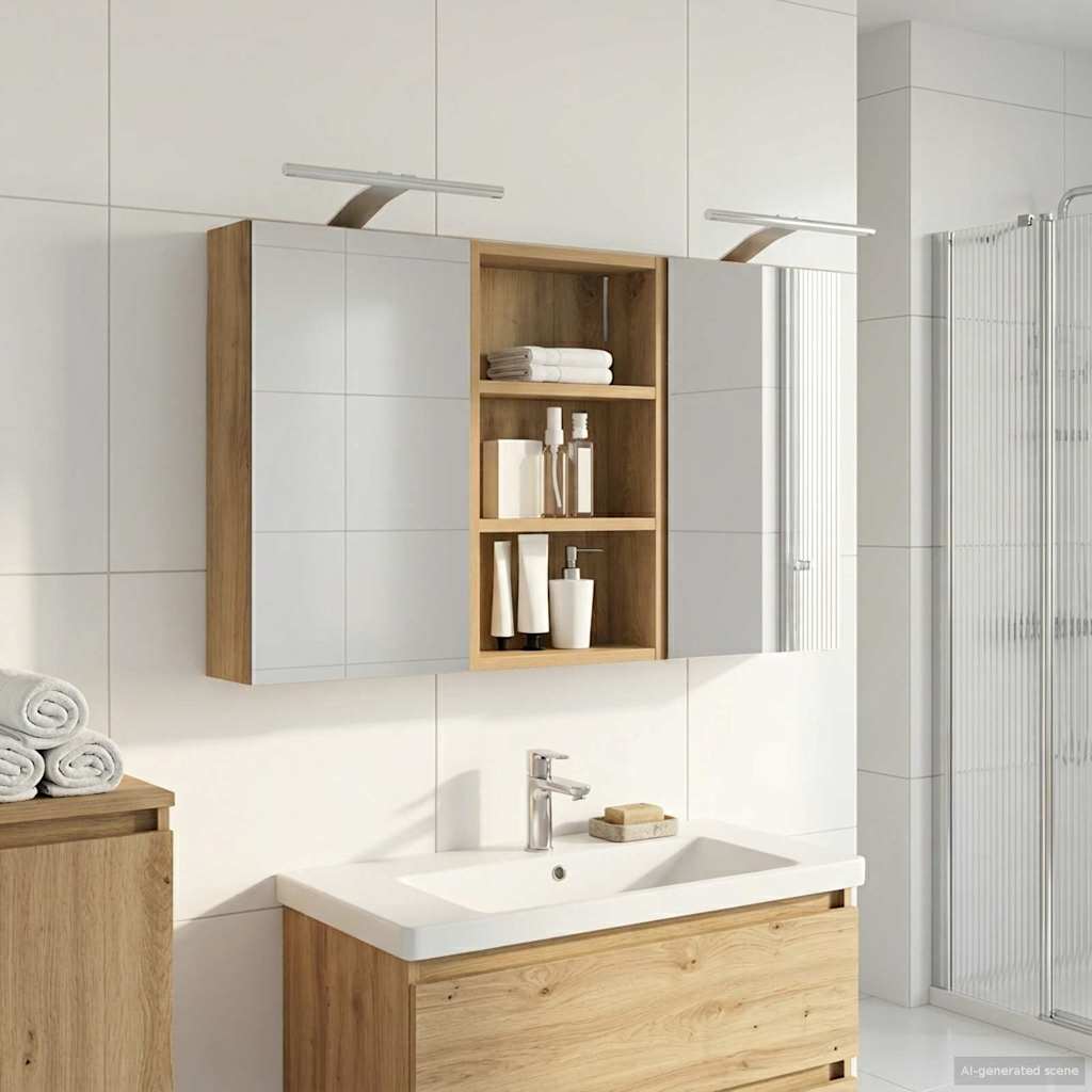 Bathroom Cabinet Set 3 Pcs 90 X 10.5 X 50 Cm Particleboard