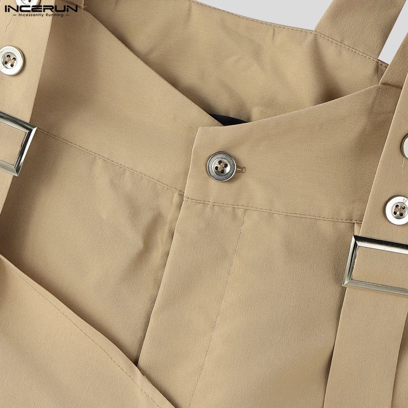 INCERUN Summer Men Sleeveless Strap Layers Casual Loose Suspender Overalls Bib Pants