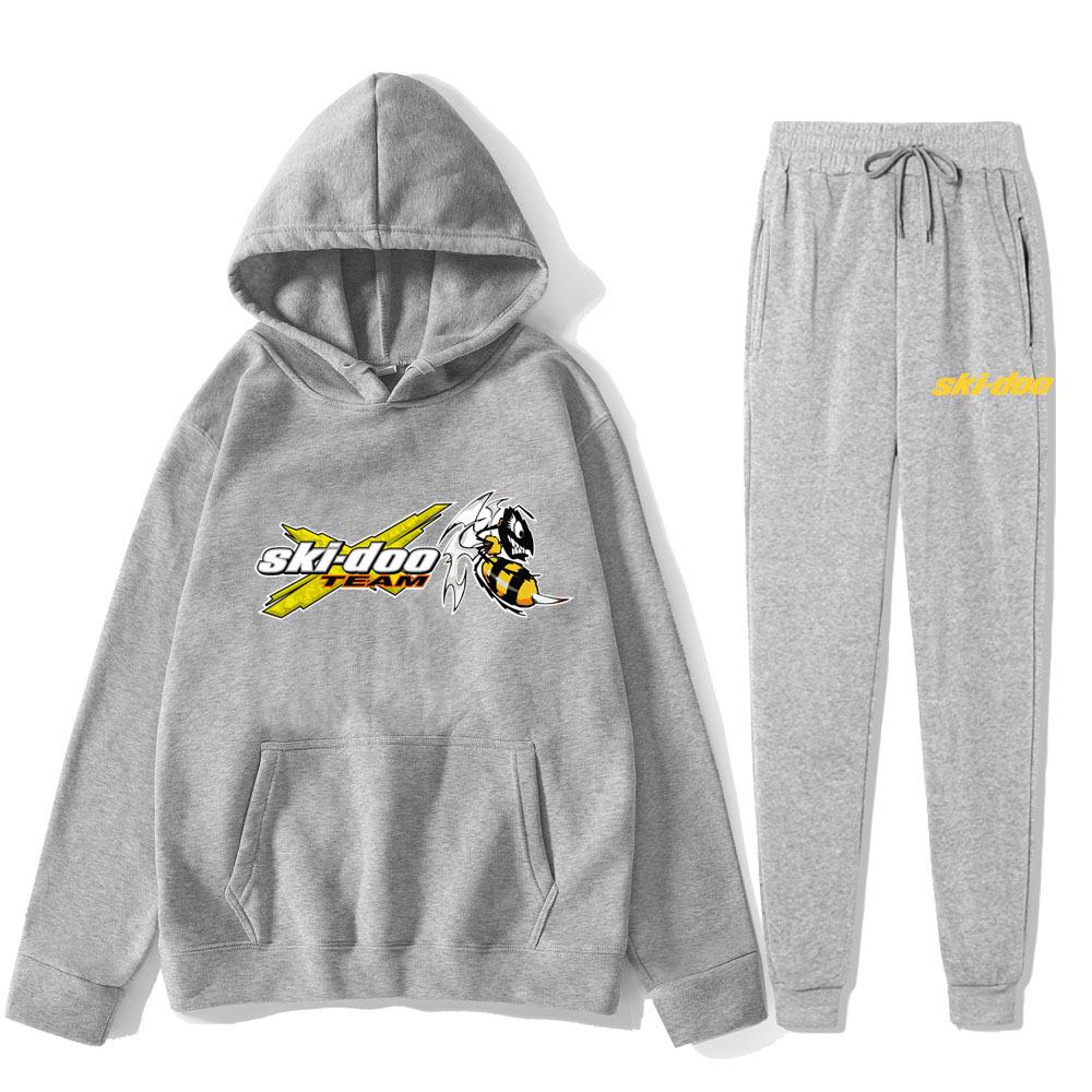 

Autumn Winter Ski-Doo Team Logo Printed Hoodies Sweatpants Set Fashionable Casual Warm Sports Long Sleeved Pants Men s Sport Wear XXXL