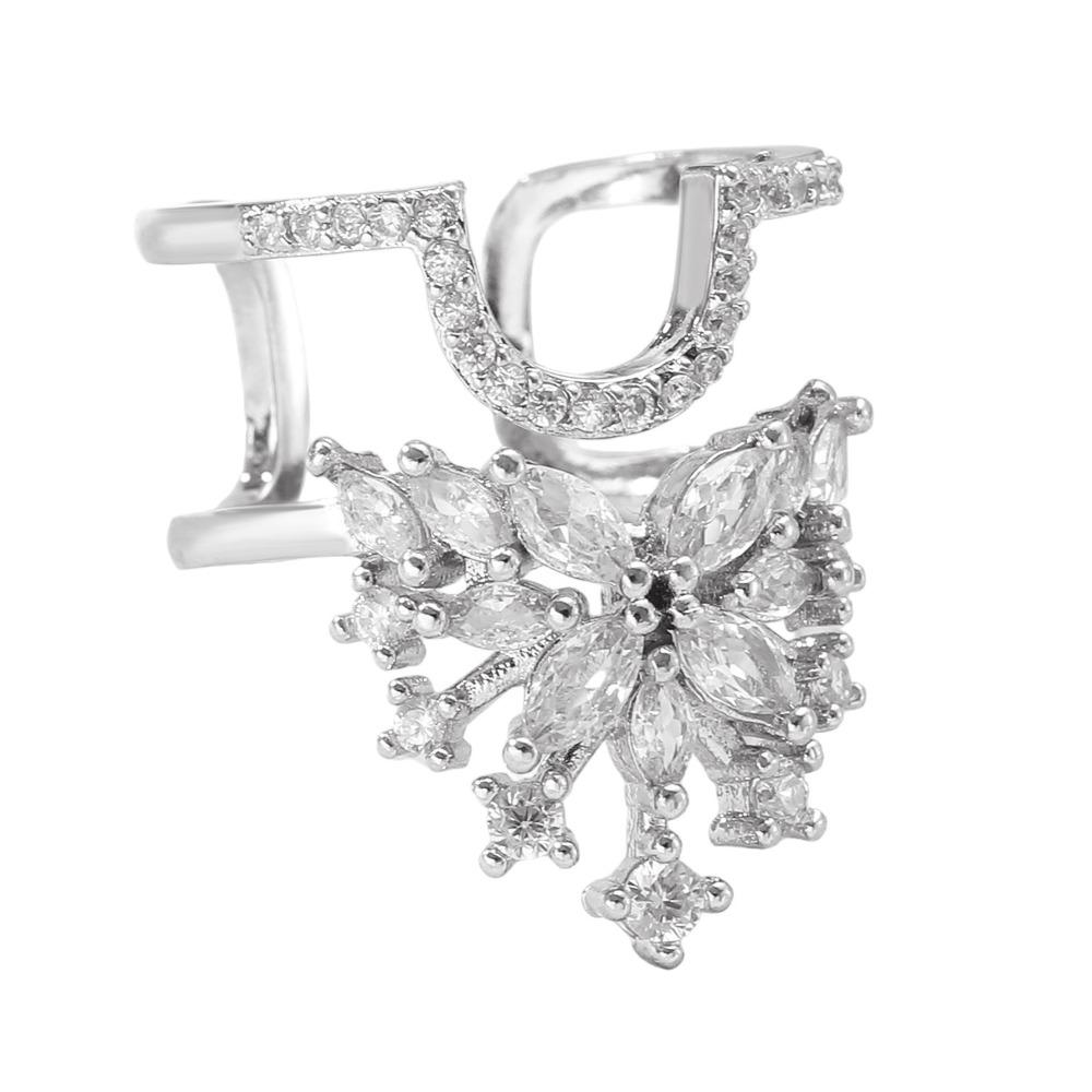 Metal Zircon NailCap Ring Silver Color Detachable Nail Ring Retro Sweet Nail Ring  Manicure