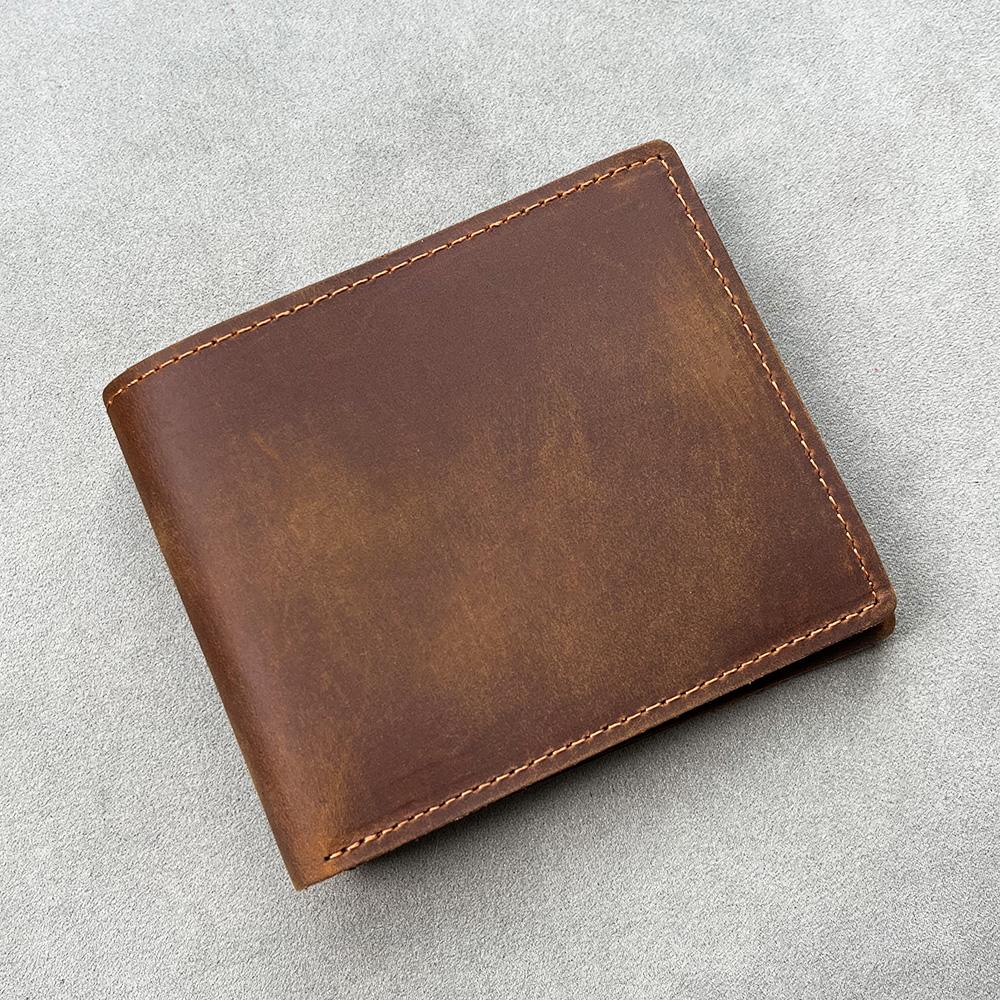 

Мужской кошелек из натуральной кожи в стиле ретро ручной работы с карманом для монет на молнии, итальянские кожаные кошельки, мужские коричневый