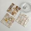 1Pc Mosaic Mats Square Coaster Ins Style Room Decoration Pads Photography Props Natural Conch Shell Heat Insulation Coaster