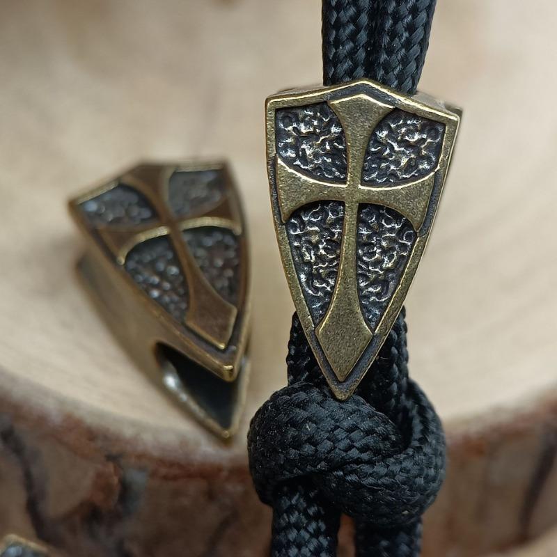 Cross Shield Brass Knife Beads Umbrella Rope Pendant Flashlight Lanyard Hanging EDC Outdoor Tool DIY Key Chain Bracelet Accessory