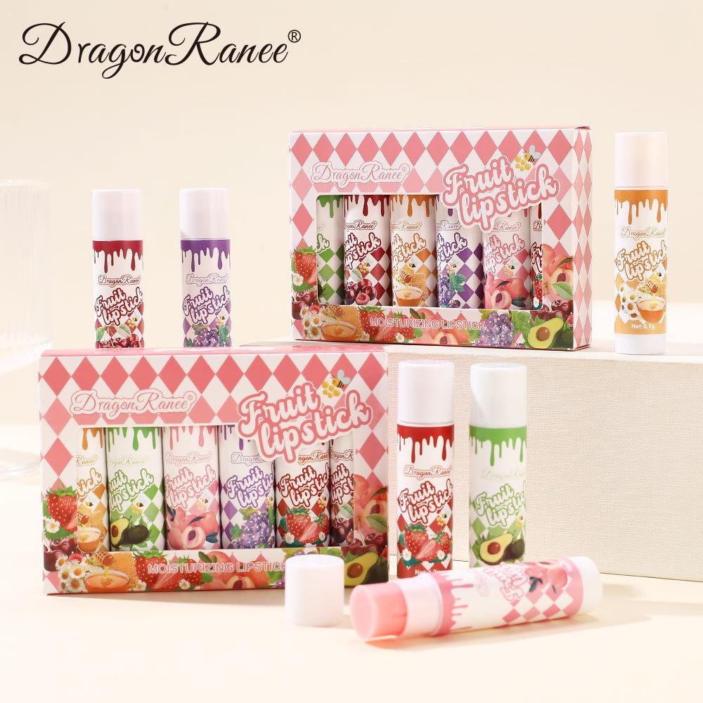 6Pcs Fresh Fruit Roll-On Lip Balm Moisturizing Clear Transparent Lip Oil Long Lasting Hydrating Lip Gloss Woman Makeup Cosmetics