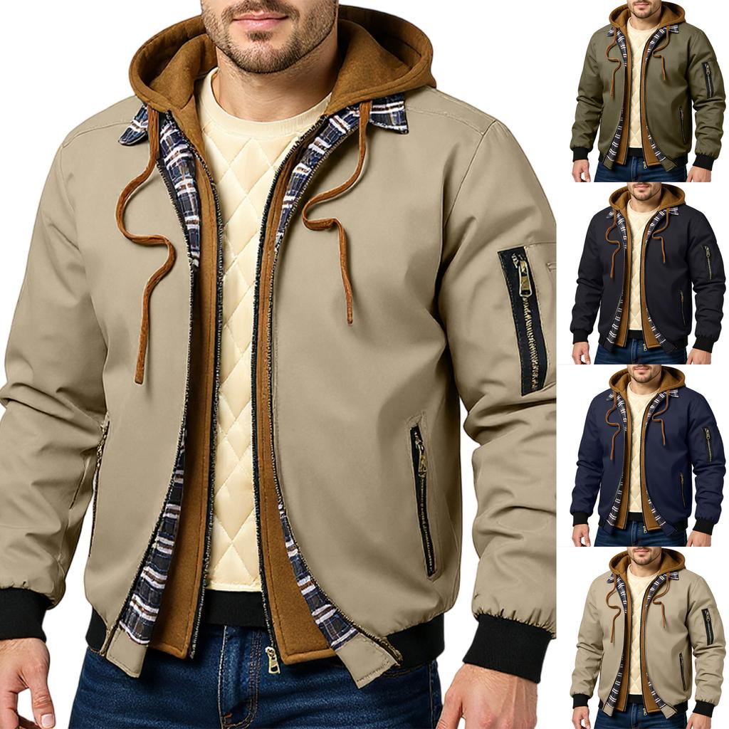 Men'S Zipper Jacket, Casual Retro Long Sleeved Cardigan Jacket