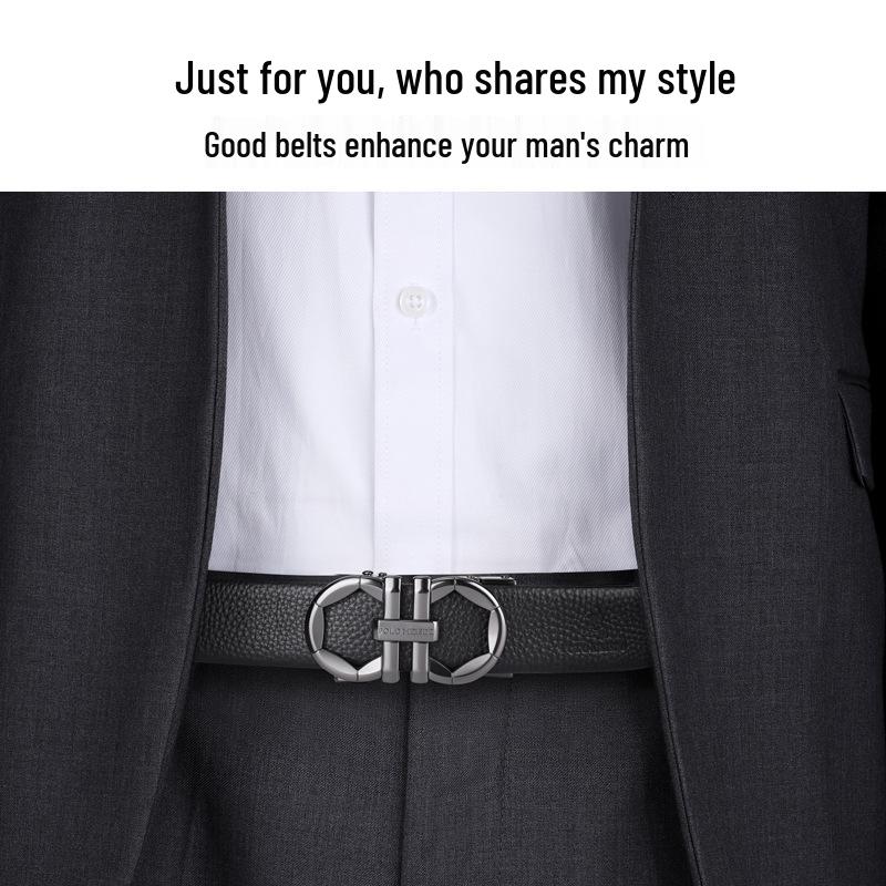 Paul Messder Men's High-End Genuine Leather Automatic Buckle Belt