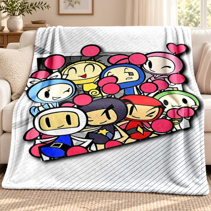 Bomberman Blanket Flannel Blanket Soft Cozy Plush Throw for Sofa Bed Lightweight Home Decoration Outdoor Camping