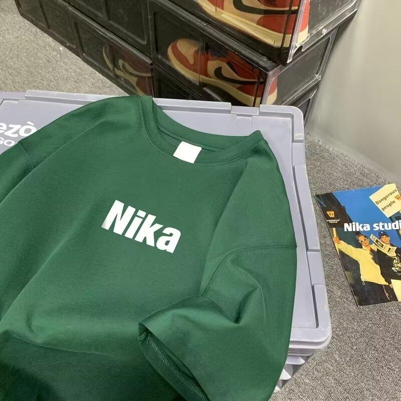 

Новая летняя футболка с короткими рукавами для мужчин, тренд в корейском стиле, простой топ с короткими рукавами, свободная повседневная брендовая футболка в гонконгском стиле 5XL