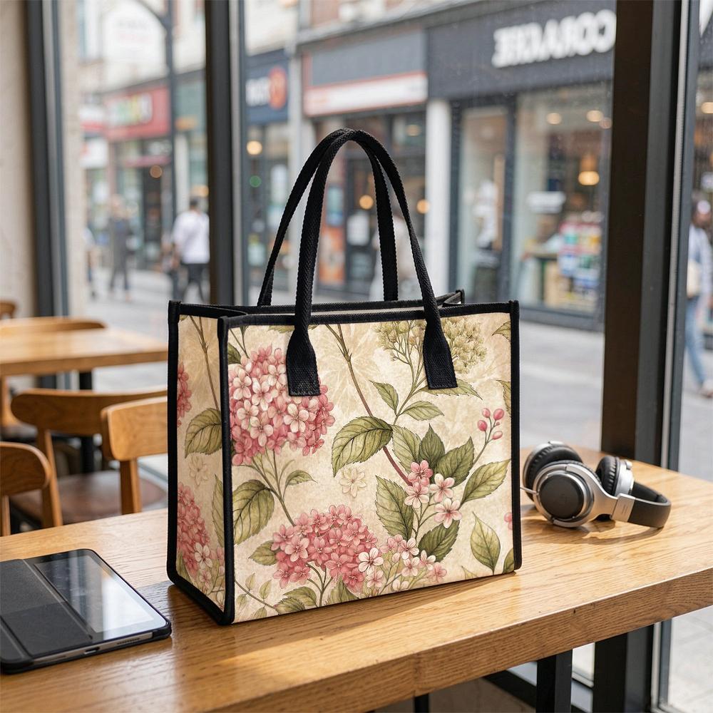 Vintage Floral Print Tote Bag for Women Daily Use Shoulder Bag with Fashion Design