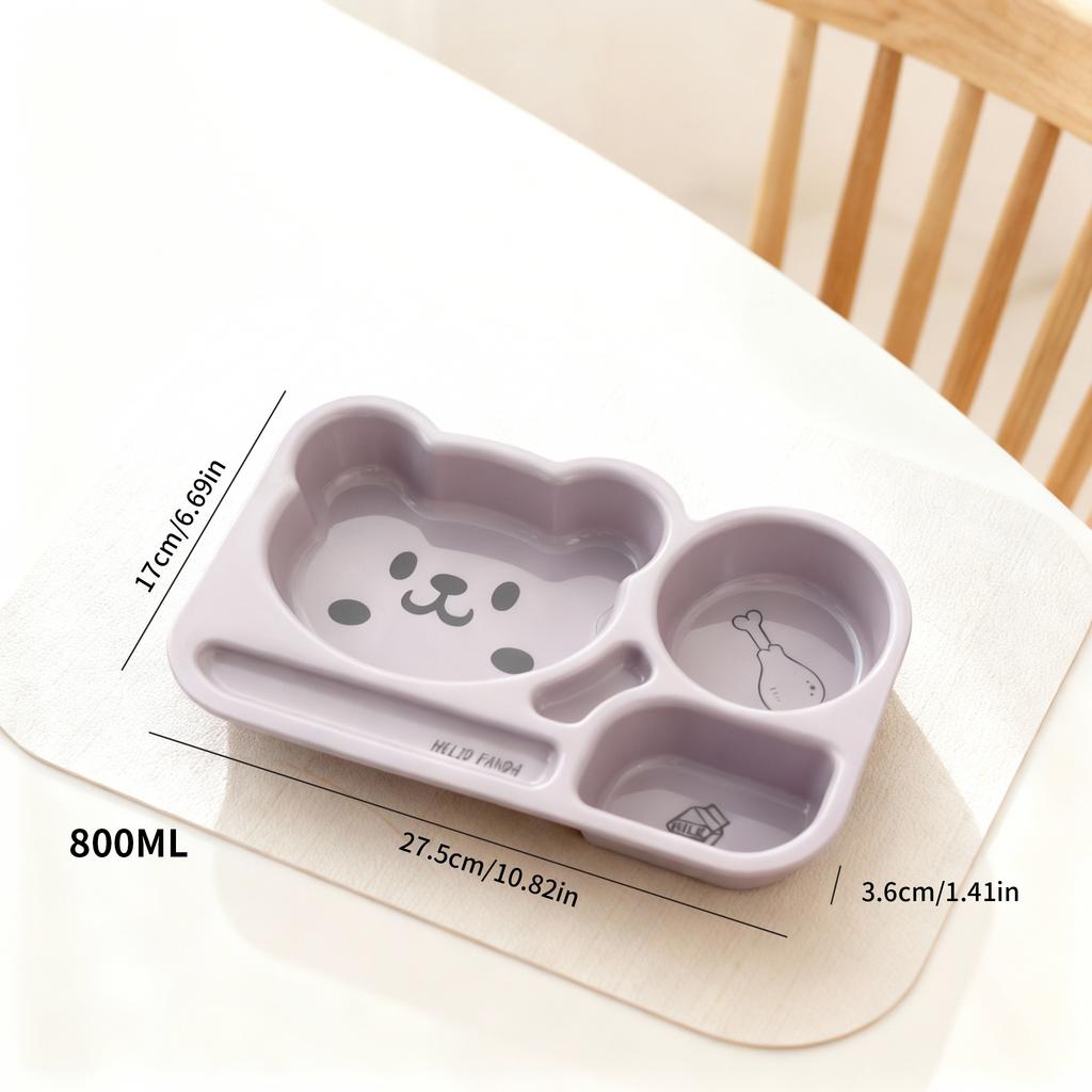 Cartoon Plastic Divided Dinner Plate Large Capacity Children Fruit Salad Plate Reusable Breakfast Food Plate Microwave Heatable
