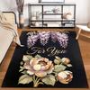 Elegant Floral Carpet with "For You" Text and Purple Wisteria Pattern Suitable for Use As an Anti-slip for Living Room Bedroom Sofas