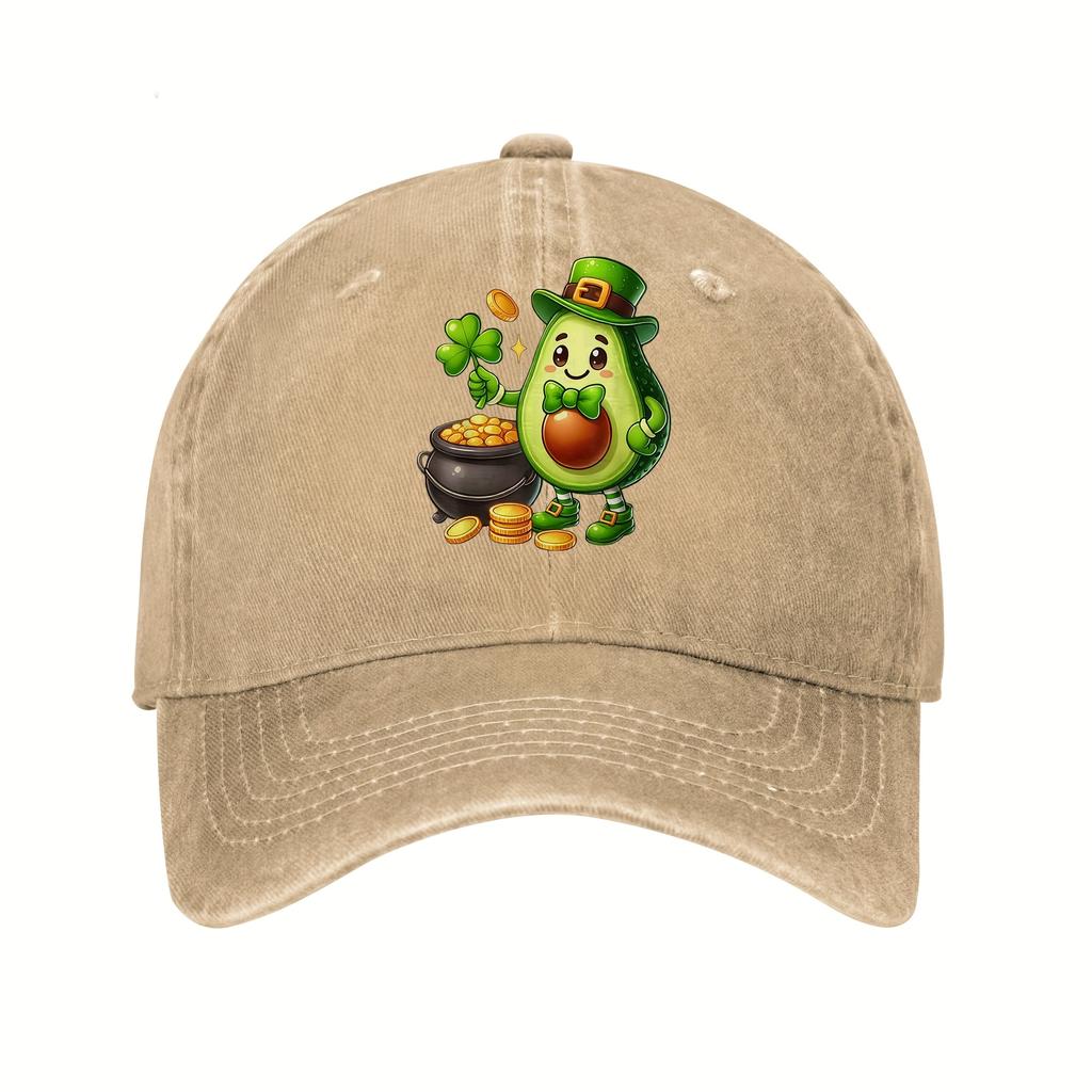 Avocado Leprechaun St Patrick Day Baseball Cap Polyester Casual Print Hat for Unisex Adults