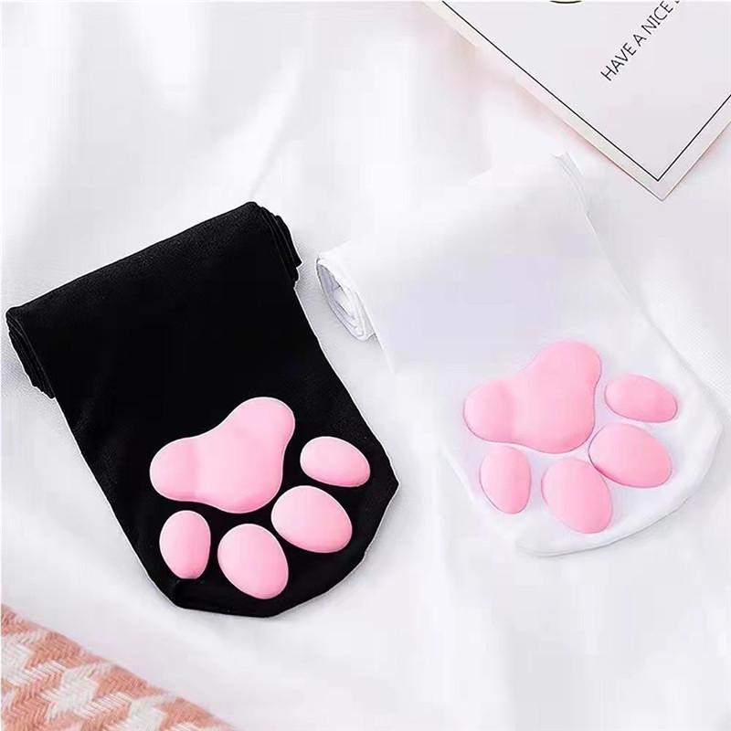 Süße fleischfarbene Katzenpfoten-Strümpfe für Damen im Herbst und Winter, sexy Langschaftsocken, rutschfest und formend, Oberschenkelstrümpfe