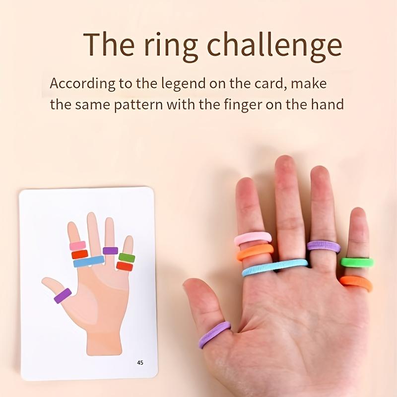 Colorful Ring Toss Set - 2-Player Interactive Game for Reaction, Includes 1 Blue Bell, 80 Finger Loops & 30 Matching Cards