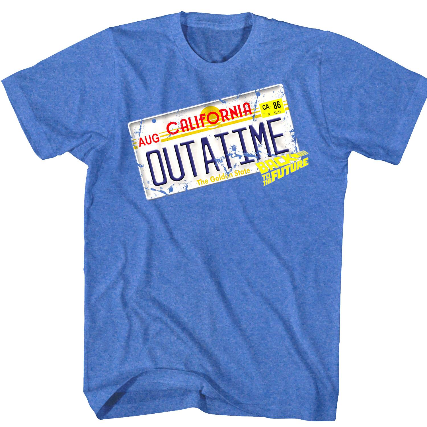 Back to The Future OUTATIME DeLorean License Plate Tag Men T Shirt Car Movie XXXXL