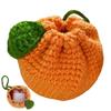 Orange Coin Pouch Drawstring Crochet Fruit Packets Drawstring Crochet Purse Crochet Tangerine Bag Orange-Shaped For Women Coin