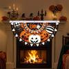 Large Halloween Yard Backdrop Semi Circle Bunting Banner, Pumpkin Bat Porch Decor, Haunted House Party Decor Spooky Festive Hanging Flag for