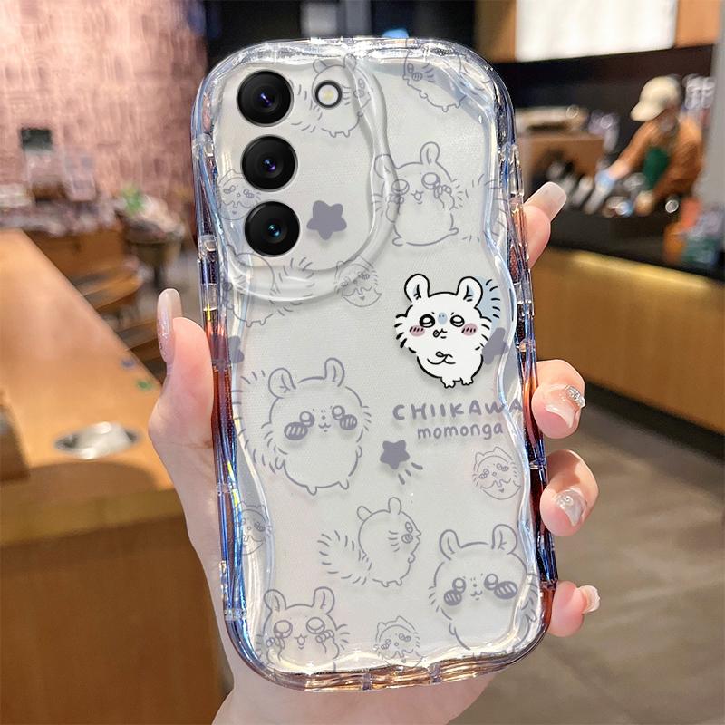 C-Chiikawas Wave Case for Samsung Galaxy S24 S23 S22 S21 Ultra Plus S20 FE A73 A72 A71 A55 A54 5G A53 A52 A51 4G A50S A50 Cover