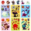 6 Photos/package Halloween Face Change Stickers Cartoon Doodle Black Cat Vampire DIY Puzzle Creative Puzzle Stickers