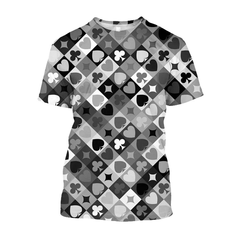 Módní 3D hrací pokerová karta Estetická trička s potiskem Muži Funny Casino Grafika Trička Harajuku Oblečení Topy s krátkým rukávem