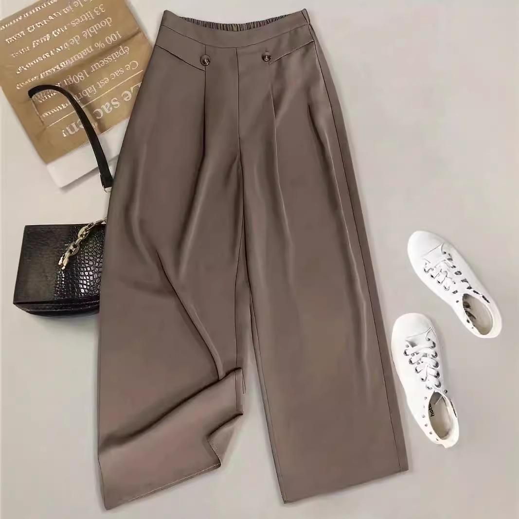 2024 Women s High-Waisted Wide-Leg Cropped Casual Pants S