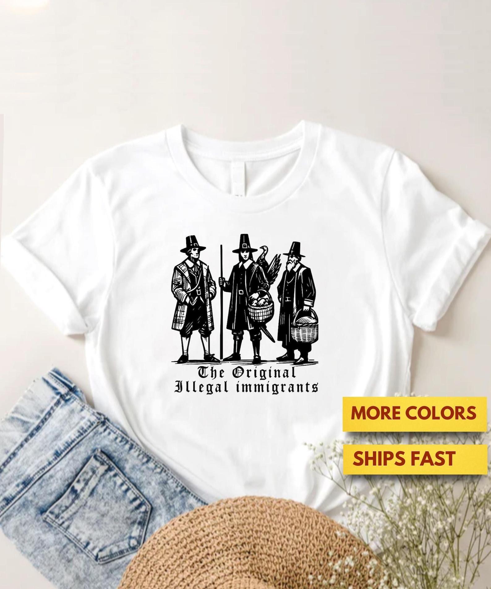 Original Illegal Immigrants Funny Premium T shirt, Civil Rights Shirt, Immigrants Activism Shirt, Funny Satire Shirt S