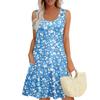 Summer Dresses For Women Beach Boho Sleeveless Printing Flowy Pocket Tshirt Tank Sundresses