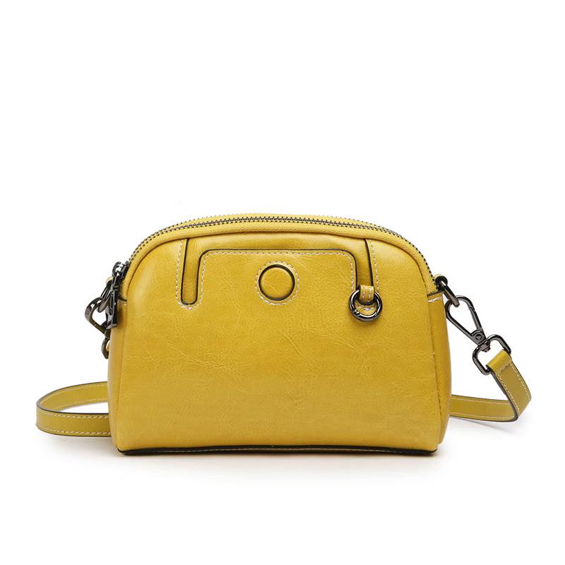 Oil Wax Cowhide Women's Bag 2025 New Fashion Versatile Small Square Bag Genuine Leather Bag Multi-Pocket Crossbody Small Bag