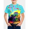 Fluorescent Style Short Sleeved 3D Digital Printed T-shirt for Children Shirt