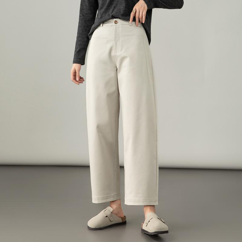 High-Waist Petite Tencel-Cotton Harem Pants for Women - 2025 Autumn Collection, Nine-Point Wide-Leg Casual Design