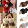 1Pair Fashion Cute Faux Rabbit Fur Hand Winter Warmer Knitted Fingerless Gloves