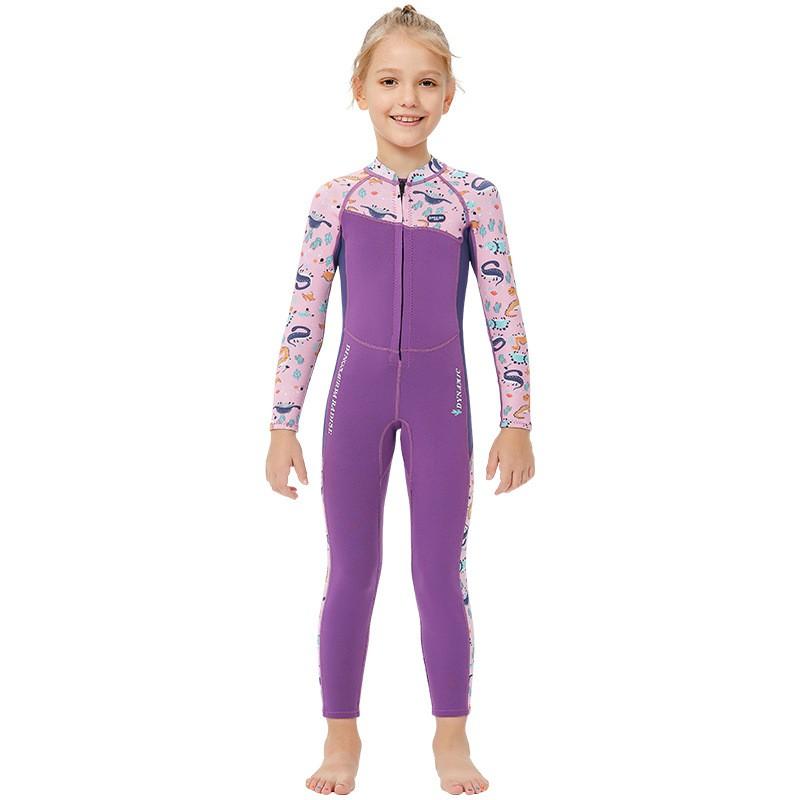 2.5MM Children s Diving Suit One-piece Long-sleeved Pants Warm Girls  Swimsuit Snorkeling Surfing S