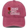 Change Takes Courage Fist Rose Washed Denim Baseball Cap Unisex Adjustable Outdoor Casual Hat