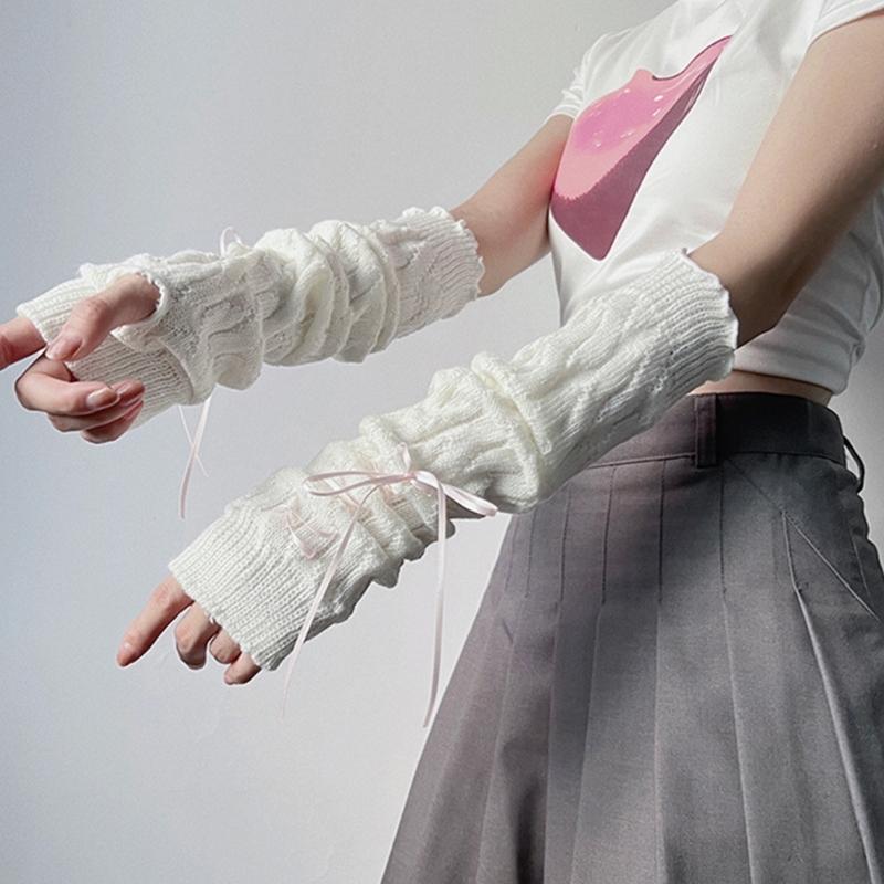 2pack Adjustable Lolitas Fashion Arm Sleeves Stylish Knitted Arm Sleeves Schoolgirl Cosplay Accessories
