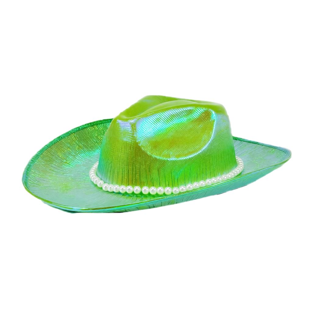 Adult Colorful Pearlescent Hat with Trim for Western Theme Party