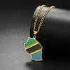 EUEAVAN Enamel Tanzania Map Flag Pendant Necklace For Women Men Stainless Steel Charm Fashion Tanzanian Patriotic Jewelry Gifts