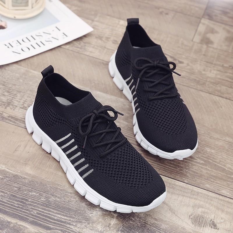 Spring and Summer Fly-woven Mesh Single Shoes Women's Shoes Breathable Sports Shoes Deep Mouth Lace-up Muffin Sole Casual Shoes Devotion
