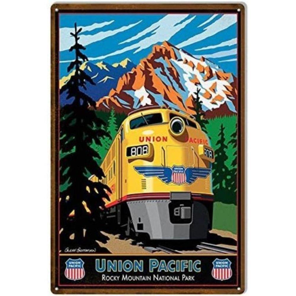 Metal Poster Classic Train Railway Landscape Wall Art Garage Home Decor