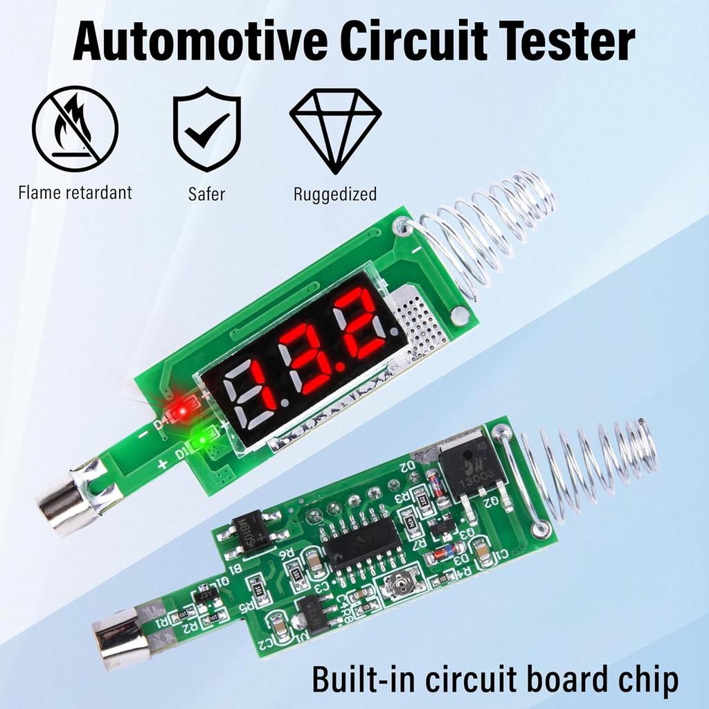 Test Light Automotive, 5-90V DC Test Light With Voltmeter, Bidirectional Car Fuse Tester With Voltage Display, Digital LED Circuit Tester With
