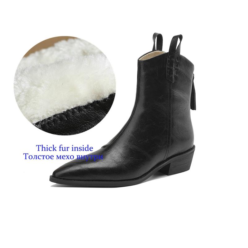 

Krazing Pot Cow Split Skin Autumn Winter Shoes Wool Chunky Heels Size 43 Size 42 Pointed Toe Zip Fur Ankle Boots 34 чёрный