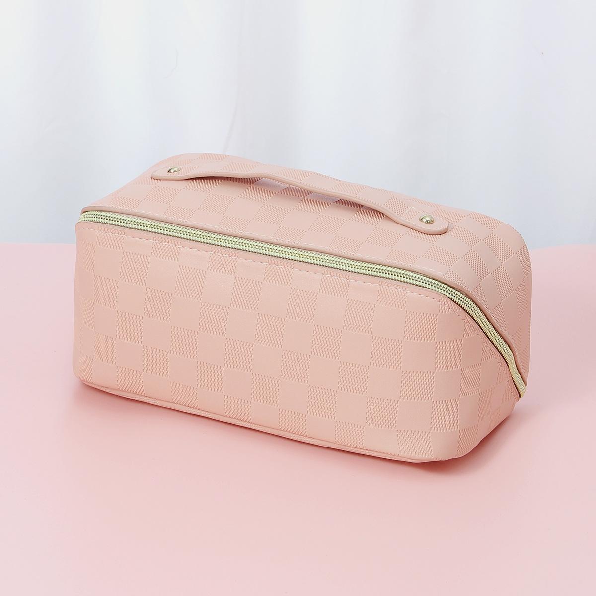 

Large Simple Capacity Solid Color Makeup Pouch Portable Travel Wash Storage Bag StyleA