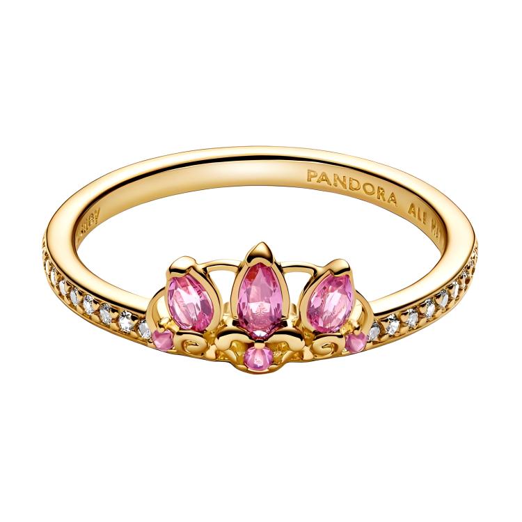 Pandora Crown Shaped Decorative Design Gold Plated Ring Women rings 163651C01 Box,56