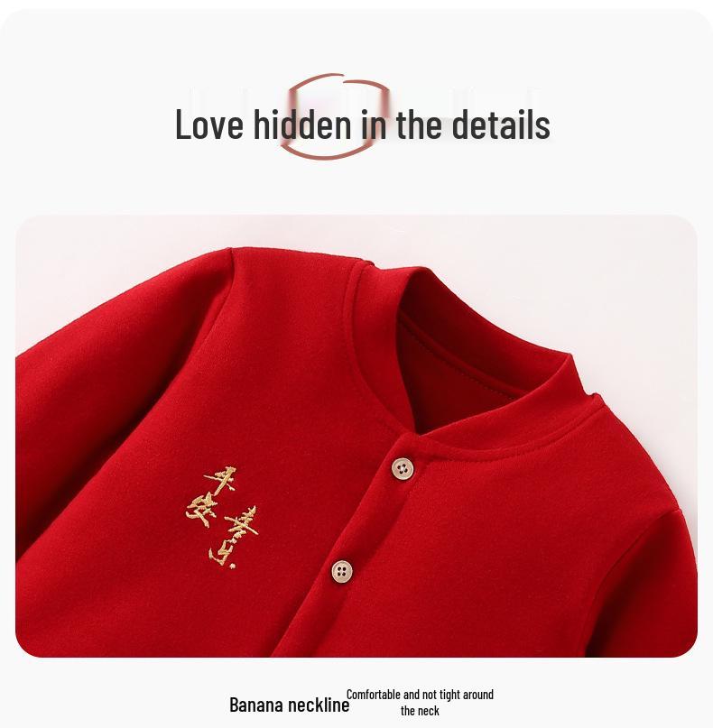 Premium Cotton Red Baby Romper - Thickened for Warmth, Perfect for Newborns in Autumn and Winter.