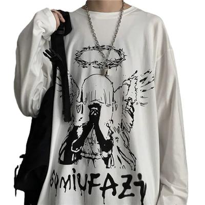 T-shirt pour homme automne Y2k T-shirt streetwear surdimensionné à manches longues Anime T-shirt Harajuku gothique vintage graphique Manga Tee Tops