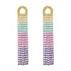 Elegant Long Tassel Rhinestone Stud Earrings Women's Wedding Performance Stage Multi-Color Gradient Slimming E775