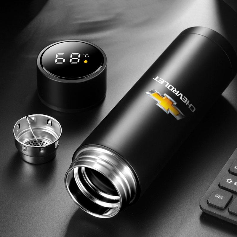 Car Smart Thermos Bottle With Temperature Display Coffee Cup For Chevrolet Captiva Colorado Cruze Spark Malibu Car Accessories